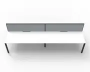 RAPIDLINE DELUXE PROFILE LEG WORKSTATION With Screen 4 Person Double Sided W1200 x D750 x H730mm (per user) White Top Black Frame