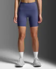 Form Stash Hi-Rise 6" Bike Short with Pockets, 2XU, S, Future Dusk/Future Dusk, Female