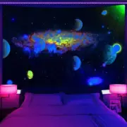 Space Galaxy Large Wall Art Blacklight Poster UV Reactive Tapestry Wall Hanging