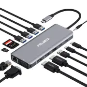USB C Laptop Docking Station, 14 in 1 Type C Hub Multiport Adapter Dongle wit...
