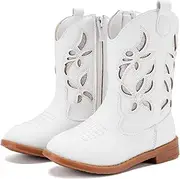 [BMCiTYBM] Toddler Girls Cowboy Cowgirl Boots Little Kids Pointed Toe Western Boots Mid Calf Side Zipper Riding Shoes for All Seasons (Toddler/Little Kid)