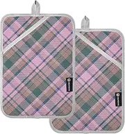 Hot Pads Pot Holders Scottish Tartan Plaid Purple, Kitchen Essentials Silver Plated Quilted, Great for Cooking Baking BBQ