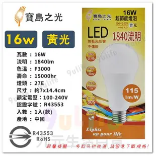 【九元生活百貨】寶島之光 超節能LED燈泡/16W 球泡燈 E27 節能燈泡 LED燈泡 電燈泡