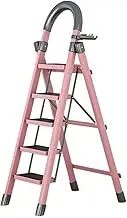 Step Ladder Step Ladder Steel Lightweight, 4 Step/5 Step Folding Step Stool Wide Anti-Slip Pedal, with handrail 330 Lbs Capacity, Household Office Portable Stepladder Folding Step Stool(Pink,5 Step)