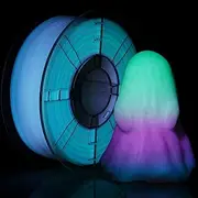 PLA 3D Printer Filament, Glow PLA Filament 1.75mm, Glow Rainbow PLA Filament 3D Printing Material Fit Most FDM Printer, Clean Wound Dimensional Accuracy +/-0.03mm,1KG/Spool