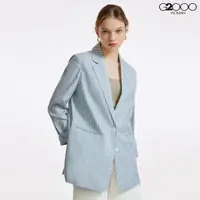 在飛比找momo購物網優惠-【G2000】仿麻長版西裝外套-灰藍色(3121672675