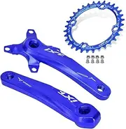 Bike Crankset, Square Taper Crankset MTB 170mm Mountain Bike Aluminum Alloy Crank Arm Set 104/64BCD 32/34/36/38T Narrow Wide Chainring Support Single/Double/Triple Chainring