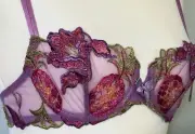 **32 B Simone Perele Demi embroidered sheer cups Underwire Bra made in FRANCE