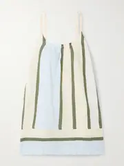 [lemlem] lemlem - Zina Striped Cotton-blend Mini Dress - Sage green - medium medium Green