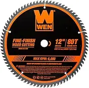 WEN BL1280 12-Inch 80-Tooth Fine-Finish Professional Woodworking Saw Blade for Miter Saws and Table Saws
