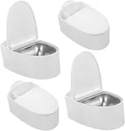 Generic 4 Pcs Toilet Ashtray Vintage Home Decor Ashtray with Lid Toilet Bowl Retro Decor Ash Tray Ashtray for Bathroom Retro Ashtray Bathroom Use Ashtray Mini Ashtray White Stainless Steel
