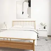 Solid Wood Pine Nightstand Bedside Tables for Bedroom, Living Room - Modern White Wooden Bed Cabinet Stand 2 Pcs Storage Table