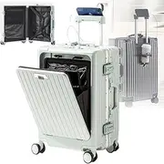[BPKKLLSU] 20-26 Inches-Carry Suitcase (with Cup Holder), Hand Luggage Suitcase, 4 Spinner Wheels/ 360° Movement, Retractable Pull Rod+ Anti-Fall, for Business Trip,26 inches,Green