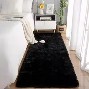Soft Fluffy Area Rugs Plush Rug for Living Room Bedroom Shag 2x6 Feet Black