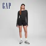 GAP 女裝 彈力短版瑜伽運動長袖T恤-黑色(709331)