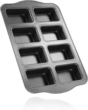 Mini Loaf Pans, 8-Cavity Carbon Steel Bread Pan, Non-Stick Square Baking Pan ...