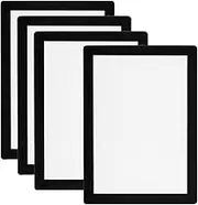 uxcell 6x8 Magnetic Picture Frame, 4pcs A5 Magnetic Frame Magnetic Photo Frames Self-Adhesive Reusable for Refrigerator Window Wall, Black