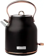 [HADEN] Heritage Black & Copper Cordless Kettle - Traditional Electric Fast Boil Kettle - 3000W, 1.7 Litre