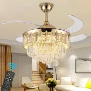 42 Inch Chandelier Ceiling Fan Modern Crystal 42 inches, Golden