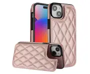 Case for Iphone 15,Pu Leather Wallet Case RFID Blocking Credit Card Slots Kickstand Phone Case-Gold