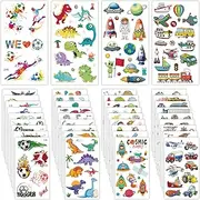 Children's Tattoo Set, 40 Sheets, Temporary Tattoo Set, Boys Dinosaur Space Transport Football Adhesive Tattoos, Perfect for Children's Birthday Party Bags, Skin-friendly Temporary Children's