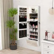 Costway120 CM LED Jewelry Mirror Cabinet with Full-Length Frameless Mirror