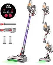 Cordless Vacuum Cleaner 45Kpa 550W, 60 Minutes of Autonomy Stick Vacuum Cleaner with Anti-Tangle Design, Self-Standing, LED Display, for Pet Hair, Carpet and Hardwood Floors