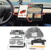 Monitor Screen Swivel Mount for Model 3 (2017-2023) Model Y (2020-2024) Upgraded Four Directions Adjustable GPS Navigation Central Control Display Swivel Bracket (Left/Right 30° Up/Down 15°)