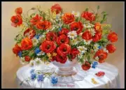 Poppies 4 - DIY Chart Counted Cross Stitch Patterns Needlework DMC Color