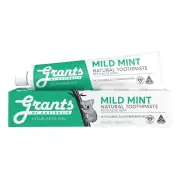 Grants of Australia Natural Toothpaste Mild Mint with Aloe Vera 110g