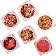 minkissy 1 Set Nail Art Accessories Sequins Spanglez Aethstetic Clothes Wedding Outfitt Nail Oil Decoration Nail Decor Beads Cuticle Trimmer Care Lamp Gems Glitter Face Festival Glitter Red