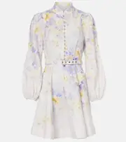 [Zimmermann] Zimmermann Floral balloon-sleeve linen minidress AU 6 white