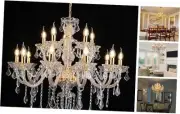 Modern Crystal Chandelier 15 Light Luxury Double Layer Candle Pendant Ceiling