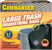 20-30 Gallon 1.1 MIL Black Tall Kitchen Drawstring Garbage Bags - 30" X 33" - Pa