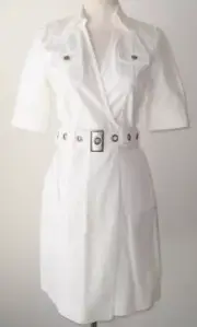 DIANE VON FURSTENBERG White Cotton Denim MEAD Wrap Dress 4