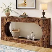 Tribesigns Console Table, 63-Inch Narrow Sofa Entryway Table with 2-Tier Storage Shelf, Wood Hallway Behind Couch Table Accent Table for Living Room, Rustic Brown