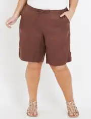 NEW Women's Autograph LINEN Short - BROWN Plus Size RRP $59.99