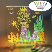 Led Note Board With 7 Colors Pen, Glowing Acrylic Dry Erase Board With Led Light & Stand, Light Up Diy Message Board Desk Whiteboard S - 15x15CM