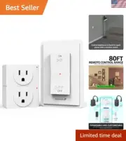 Wireless Remote Control Light Switch Outlet 2-Pack - 15A ETL Listed Convenience