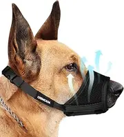 Dog Muzzle for Small Medium Large Dogs - Soft Nylon Breathable Muzzle with Air Mesh, Adjustable Loop, Anti-Dropping Design for Biting, Barking, Chewing, Labrador, German Shepherd, Chihuahua (Black,XL)