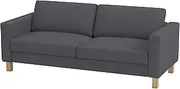 Sofa Cover Only! Durable Fabric Sofa Cover for Karlstad Three 3 Seater (No Loveseat!) (Width:205cm) Cover Replacement Compatible with iKea Karlstad Slipcover (Polyester Flax Dark Grey)