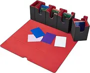 FOTEEMO Card Deck Box For MTG, 5 in 1 Commander Deck Box Magic The Gathering Deck Box Trading Card Deck Storage Box Holding 400+ Unsleeved Cards Strong Magnet Yugioh Deck Box (Black and Red)