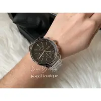 在飛比找蝦皮購物優惠-Hugo Boss 43mm 三眼 鋼帶 銀色 黑錶盤 手錶