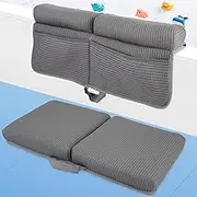 Baby Bath Kneeler and Elbow Rest Pad Set, 2.3" thick Soft 3D Mesh Padding, Non-Slip Bath Mat Kneeling Pad for Bathing Baby Foldable, Bath Tub Elbow Rest Pad with Organizer Pockets and Suction Cups
