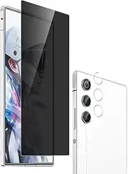 [2+2 Pack] Compatible with ZTE Nubia Red Magic 10 Air 2025 Privacy Screen Protector + Camera Lens Protector, Anti-Spy 9H Hardness Anti-Scratch Bubble Free Tempered Glass Film (Privacy)
