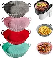 Air Fryer Silicone Liners Pot,Air Fryer Basket Liners, Silicone Baking Tray Pots for 3 to 5 Qt [4 Pack] Reusable Baking Tray Oven Accessories