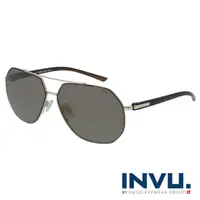 在飛比找momo購物網優惠-【INVU】瑞士雙樑俐落多邊形偏光太陽眼鏡(金/黑 P100