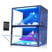 Shoe Storage Organizer for Closet, Foldable Shoe Boxes Rack 2 Pack, Clear