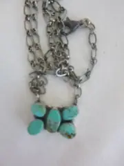 Navajo Dave Skeets KIngman Turquoise Butterfly Necklace 925 Sterling Silver