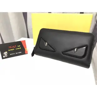 【Mark美鋪】FENDI 立體 眼睛 LOGO 黑色 拉練長夾